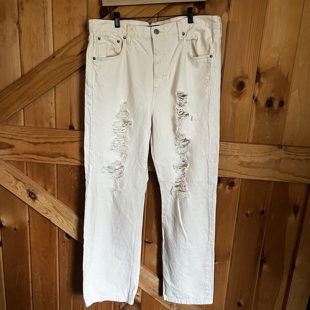 Aeropostale 90s Baggy‎ White Distressed Jeans Women's 16R New No Tags